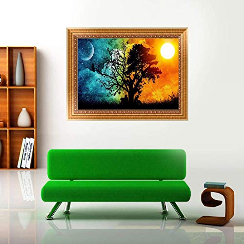 Kit de pintura con brillantes 5D, DIY pintura al oleo por numerosdiseño de mar a la luz de la luna, con diamantes de imitación, para decoración de la pared del hogar 30 x 45 cm