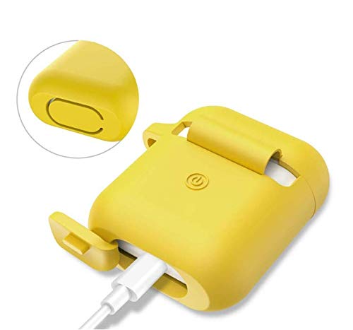 KOKOKA Funda AirPods Silicona Compatible con AirPods 2 & 1 (LED Frontal Visible) - [Funciona con Carga inalámbrica] [Extra protección] [sin complicaciones] - Amarillo