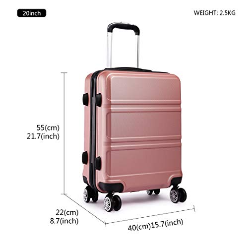 Kono Juego Set 3 Maletas Trolley Rígida ABS Equipajes de Viaje (55cm,66cm,74cm)-Rosa Oro