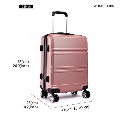 Kono Juego Set 3 Maletas Trolley Rígida ABS Equipajes de Viaje (55cm,66cm,74cm)-Rosa Oro