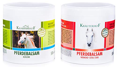 Kräuterhof Bálsamo de caballo (1 x refrescante y 1 x calentamiento extra fuerte) 2 x 500ml