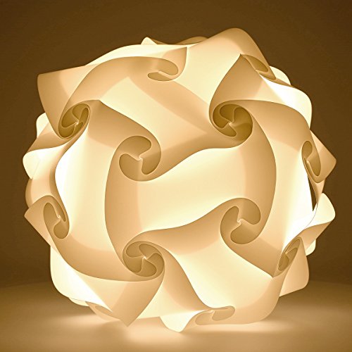 kwmobile Lámpara puzzle DIY 30 piezas - Lámpara de techo blanca con 15 diseños diferentes - Iluminación y decoración - Diámetro 40 CM tamaño XL