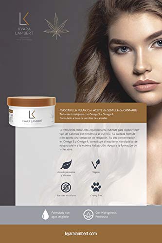 Kyara Lambert - Mascarilla Relax con ACEITE de SEMILLA de CANNABIS, 280ml | Mascarilla Reparadora Profesional con Activos Naturales | Efectos Relajantes