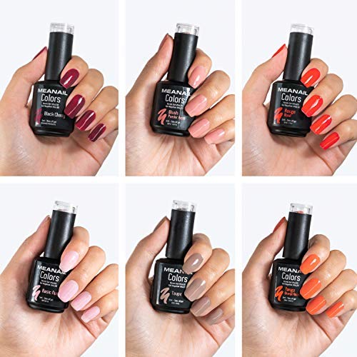 Lampara UV y LED 48W - Set Completo Secador de Uñas Gel Manicura y Pedicura - Kit Edition Ruby con 6 esmaltes semipermanentes para uñas - Cruelty free, Meanail Paris