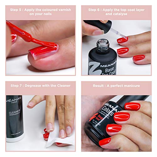 Lampara UV y LED 48W - Set Completo Secador de Uñas Gel Manicura y Pedicura - Kit Edition Ruby con 6 esmaltes semipermanentes para uñas - Cruelty free, Meanail Paris