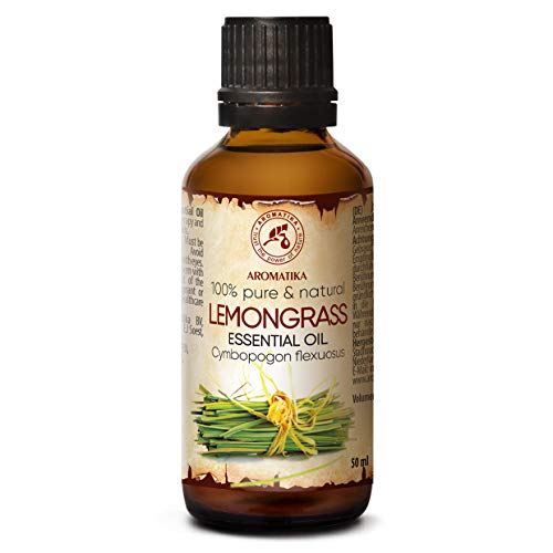 Lemongrass Aceite Esencial 50ml - Cymbopogon Flexuosus - India - Aceite de Limoncillo 100% Puro y Natural - Mejor para Aromaterapia - Baño - Fragancia para el Hogar - Lemongrass Essential Oil