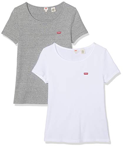 Levi's Camiseta, Multicolor (2 Pack tee White +/Smokestack Htr 0005), Medium para Mujer