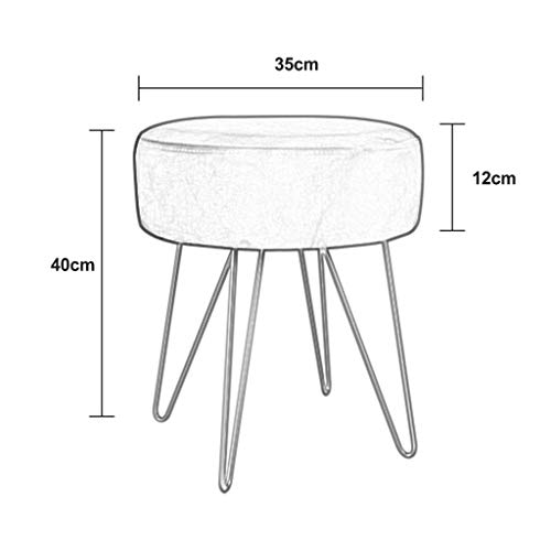 LH Pequeñas y Redondas copetudo Terciopelo otomana Escabel, Piernas tapizada reposapiés de Metal de Zapatos Cambio de heces, heces de Maquillaje, Vestir heces, Moderna Simplicidad Art Deco