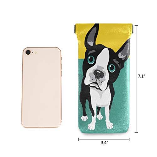 linomo - Funda de microfibra para gafas de sol Boston Terrier de perro, bolsa de piel, bolsa de almacenamiento para gafas y teléfonos móviles