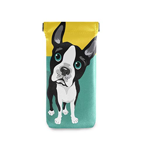 linomo - Funda de microfibra para gafas de sol Boston Terrier de perro, bolsa de piel, bolsa de almacenamiento para gafas y teléfonos móviles