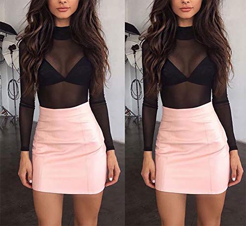 Loalirando Crop Top Sexy Mujer Manga Larga Top Corto Transparente Slim Chic Clubwear Casual Noche (Negro,L)