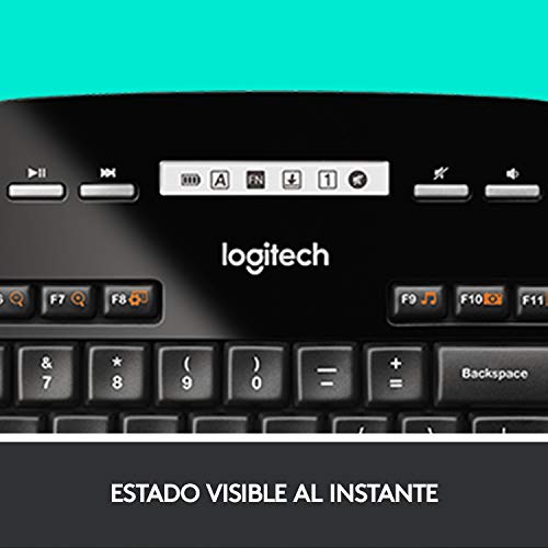 Logitech MK710 Combo Teclado y Ratón Inalámbrico para Windows, Conexión Inalámbrica 2,4 GHz, Ratón Inalámbrico, Teclas Multimedias, Batería de 3 Años, PC/Mac, QWERTY Español, color Negro