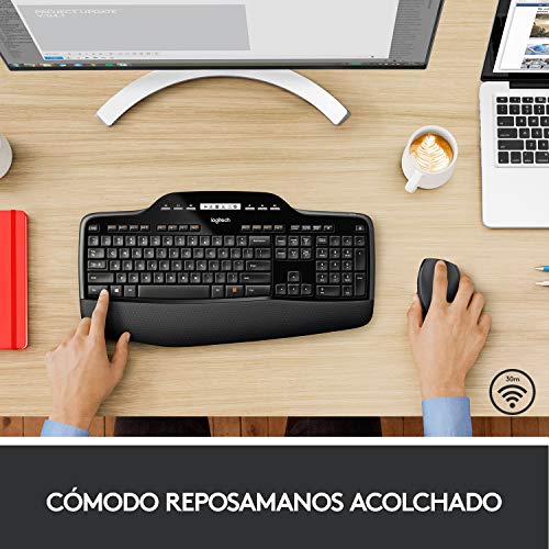 Logitech MK710 Combo Teclado y Ratón Inalámbrico para Windows, Conexión Inalámbrica 2,4 GHz, Ratón Inalámbrico, Teclas Multimedias, Batería de 3 Años, PC/Mac, QWERTY Español, color Negro