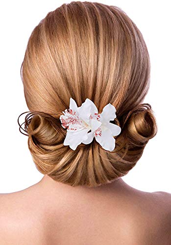 Longsing Clips de Pelo de Flor Hebillas de Pelo de Flor Pinza de Pelo de Doble Flor de Orquídea para Dama Mujer Niñas Boda Nupcial Accesorios para el Cabello 7 Paquete