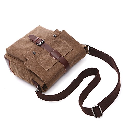 LOSMILE Hombres Lona Bolso de Bandolera La Bolsa de Mensajero Bolsa de Lona Bolsa de Hombro Messenger Bag. (M, Cafe)