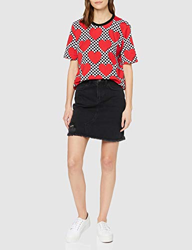 Love Moschino Short Sleeve Jersey T-Shirt_Allover Hearts Print Camiseta, Multicolor (Pr.Hearts/Red 0002), 40 (Talla del Fabricante: 44) para Mujer