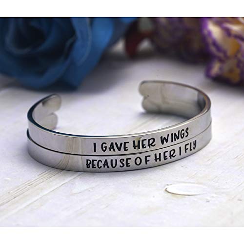 LParkin - Pulseras para madre e hija (2 unidades), diseño con texto en inglés "Together Forever Never Apart"