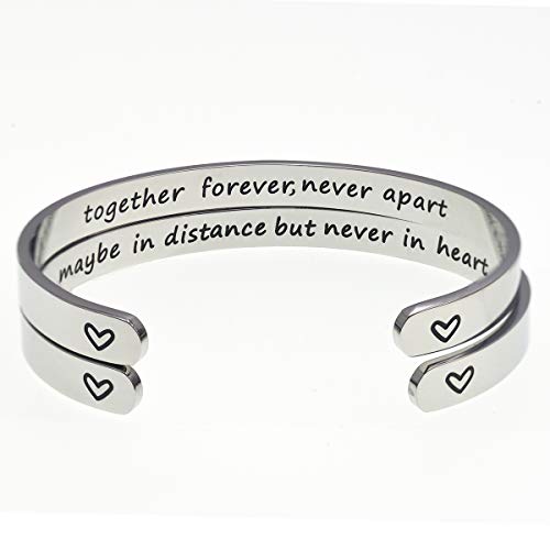 LParkin - Pulseras para madre e hija (2 unidades), diseño con texto en inglés "Together Forever Never Apart"