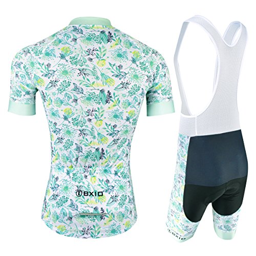 Maillot Ciclismo Mujer, Ciclismo Conjunto de Ropa con Culotte Pantalones Acolchado 3D para Deportes al Aire Libre Ciclo Bicicleta, Azul y Blanco, L