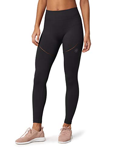 Marca Amazon - AURIQUE Mallas de Deporte sin Costuras Mujer, Negro (Black), 44, Label:XL