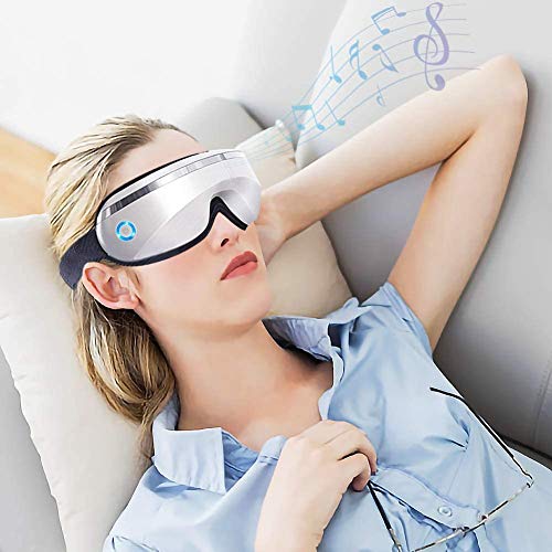 Masajeador de ojos, máscara de ojos Terapia recargable plegable con presión de aire de vibración Música Comprimir calor para el bolso de los ojos ojeras Relax ojo