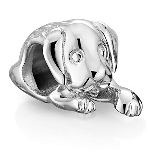 Materia de cachorro de perro con cuentas Colgante de plata{925} rodiada con cuentas pulsera/collar #565