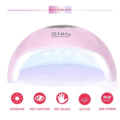 McNory 36W Lámpara Secador de Uñas,18 LED/UV Gel Esmalte de Uñas Curado Luz Máquina,3 modos de tiempo,90s Modo de calor bajo y Pantalla LED Para Manicura/Pedicure Nail Art en el Hogar ect