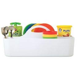 mDesign - Organizador integral del baño del bebé/niño, para el cuarto de baño; organiza champú, acondicionador, talco, medicamentos - grande - Blanco - Paquete de 2