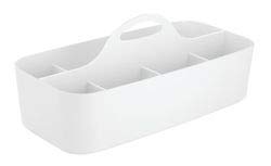 mDesign - Organizador integral del baño del bebé/niño, para el cuarto de baño; organiza champú, acondicionador, talco, medicamentos - grande - Blanco - Paquete de 2