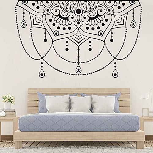 Medio mandala etiqueta de la pared yoga studio moda decoración del hogar estilo boho meditación calcomanía de vinilo sala de estar dormitorio decoración de la cabecera A1 92x57cm