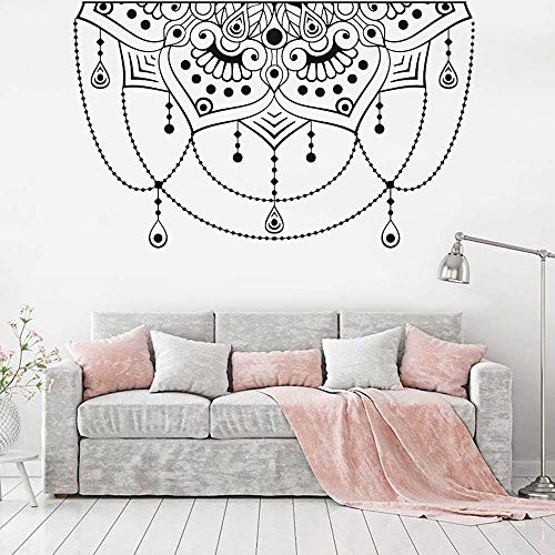 Medio mandala etiqueta de la pared yoga studio moda decoración del hogar estilo boho meditación calcomanía de vinilo sala de estar dormitorio decoración de la cabecera A1 92x57cm