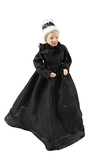 Melody Jane Casa de Muñecas Victoriano Antiguo Mujer en Negro Vestido Porcelana Mujeres 1:12 Personas