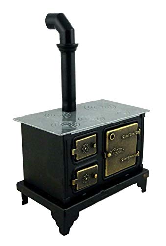 Melody Jane Muebles de Cocina Miniatura Casa de Muñecas Antiguo Negro Range Estufa