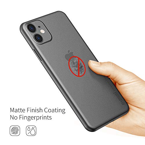 memumi para iPhone 11 Funda Ultra Thin Protectora Trasera con Matte Finish Coating Carcasa Funda para iPhone11 2019 Case Anti-arañazos y Sin Huella Digital (Negro Mate Translúcido)