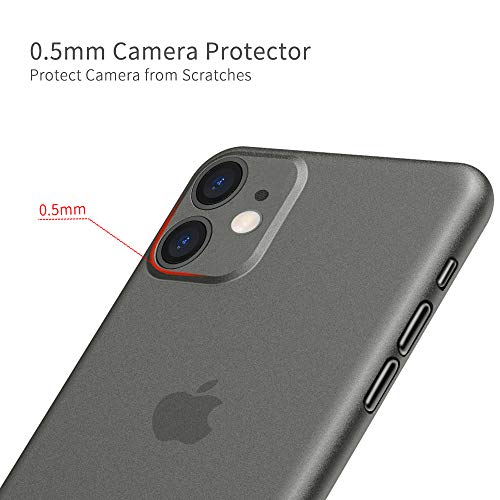 memumi para iPhone 11 Funda Ultra Thin Protectora Trasera con Matte Finish Coating Carcasa Funda para iPhone11 2019 Case Anti-arañazos y Sin Huella Digital (Negro Mate Translúcido)