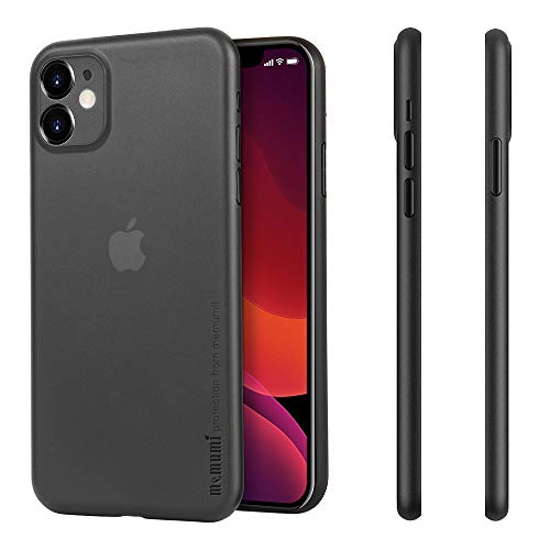 memumi para iPhone 11 Funda Ultra Thin Protectora Trasera con Matte Finish Coating Carcasa Funda para iPhone11 2019 Case Anti-arañazos y Sin Huella Digital (Negro Mate Translúcido)