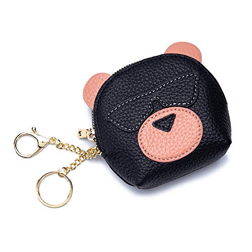 Mingtianzhan - Cartera de piel creativa para mujer, multifunción, monedero, monedero, mini lápiz labial, bolsa pequeña (negro)