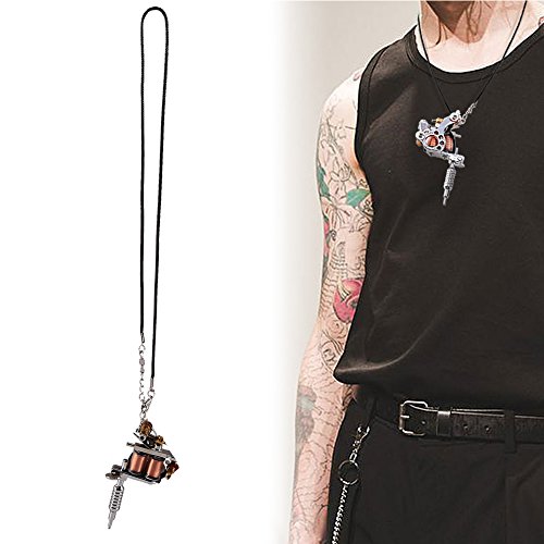 Mini metal tattoo machine necklace joyería de moda para mujeres hombres estilo punky cool collares colgantes multi forma