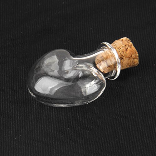 Minifrascos de cristal para deseos, con tapón de corcho, ideales para bodas (10 unidades), vidrio, Heart Shape