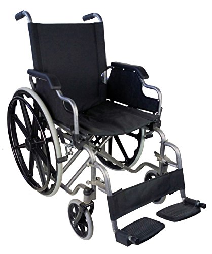 Mobiclinic, Giralda, Silla de ruedas ortopédica, plegable, autopropulsable, para minusválidos y ancianos, reposapiés extraíbles y reposabrazos abatibles, ultraligera, negro, asiento: 43 cm