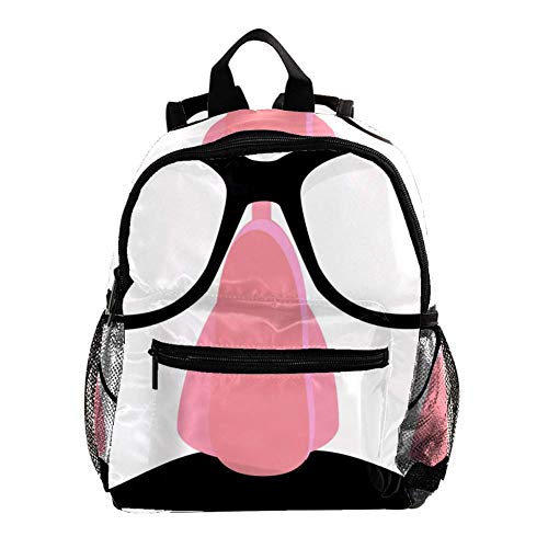 Mochila para Niñas Niños Bolsa de Escuela Niños Librero Mujeres Casual Daypack Blanco Erizo Holding Mushrooom Máscara de humor para nariz y gafas falsas 25.4x10x30 CM/10x4x12 in