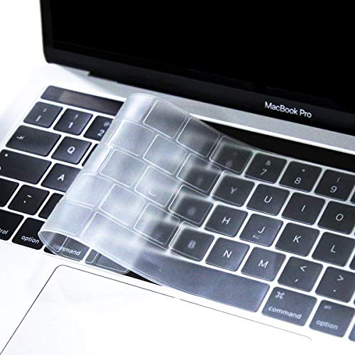 MOSISO Teclado Piel de TPU Compatible con 2019 2018 2017 2016 MacBook Pro 13/15 con Touch Bar A2159 A1989 A1706 A1990 A1707, Ultra Uelgado TPU Transparente Protectora Piel (EU Layout), Claro