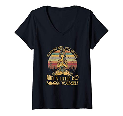 Mujer I'm Mostly Peace Love And Light And A Little Go Yoga Camiseta Cuello V