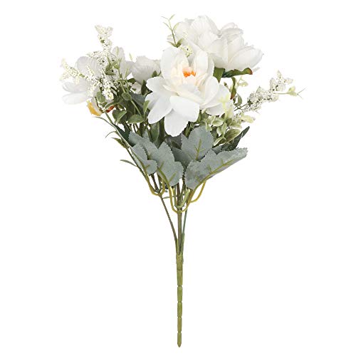 MXMA Hermosa Decoración del Hogar Real Touch Suministros de Boda Seda Freesia Artificial Flor Decoración de Escritorio Falso Ramo (blanco)