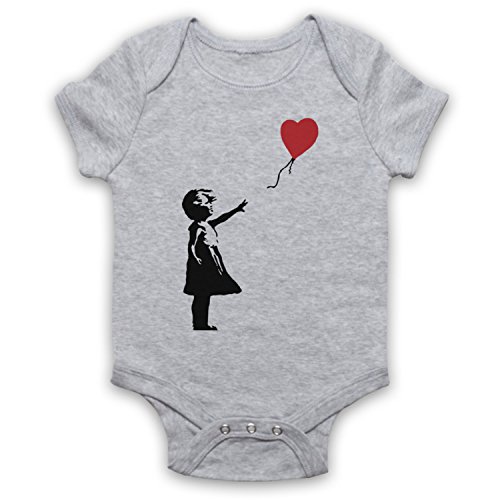 My Icon Art & Clothing Banksy Girl Heart Balloon Graffiti Street Art Bebé Bodys gris 6-12 Meses