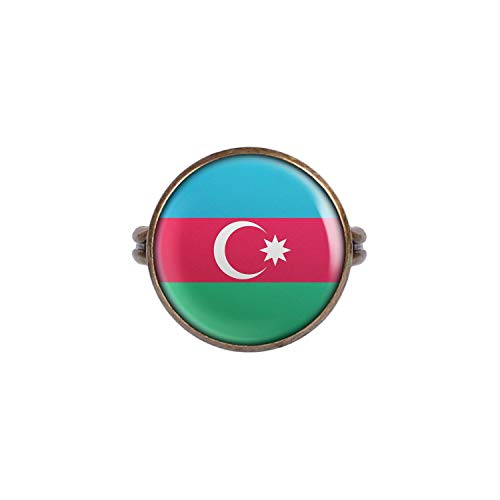 Mylery Anillo con Motivo Bandera de Azerbaijan Baku Azerbaijan Bronce 16mm