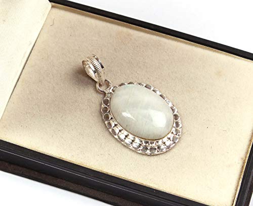 Neerupam Collection Piedra Preciosa del Arco Iris Blanco Natural, Colgante Plateado Hecho a Mano, joyería de Moda para Mujer (PD-48)
