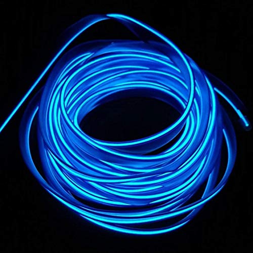 Neon LED EL cable para interior automotriz Cosplay lámpara de línea electroluminiscente LED emisora de luz decorativa con unidad de tira de luz 5V，azul, 5 m