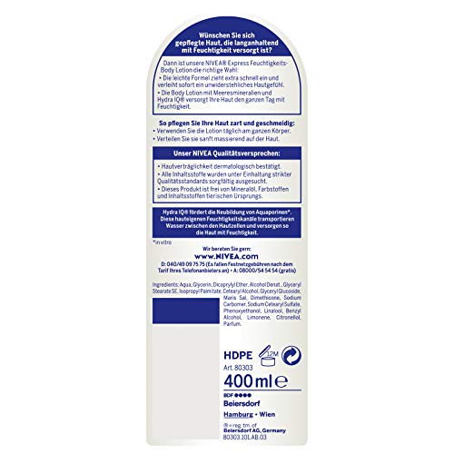 Nivea - Express, crema corporal hidratante, 400 ml