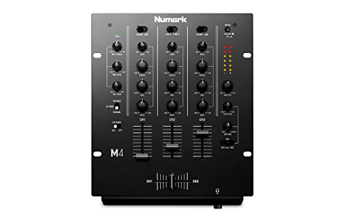 Numark M4 - Mezclador de DJ de 3 Canales Especial para Scratch, Instalable en Rack, con Ecualización de 3 Bandas, Entrada de Micrófono y Crossfader Reemplazable con Controles de Inversión y Curva